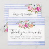 Rustic Floral Waterverf Modern Stripe Hartelijk da Briefkaart (Voorkant / Achterkant)