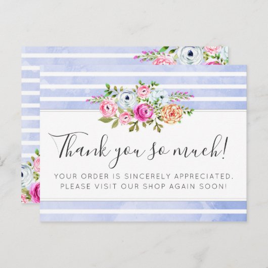 Rustic Floral Waterverf Modern Stripe Hartelijk da Briefkaart (Voorkant / Achterkant)