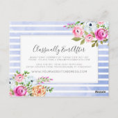 Rustic Floral Waterverf Modern Stripe Hartelijk da Briefkaart (Achterkant)