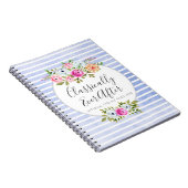 Rustic Floral Waterverf Modern Stripe Shabby Chic Notitieboek (Rechterzijde)