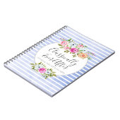 Rustic Floral Waterverf Modern Stripe Shabby Chic Notitieboek (Linkerzijde)