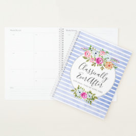 Rustic Floral Waterverf Modern Stripe Shabby Chic Planner