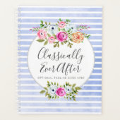 Rustic Floral Waterverf Modern Stripe Shabby Chic Planner (Voorkant)