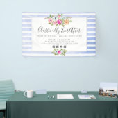 Rustic Floral Waterverf Modern Stripe Shabby Chic Spandoek (Beurs)