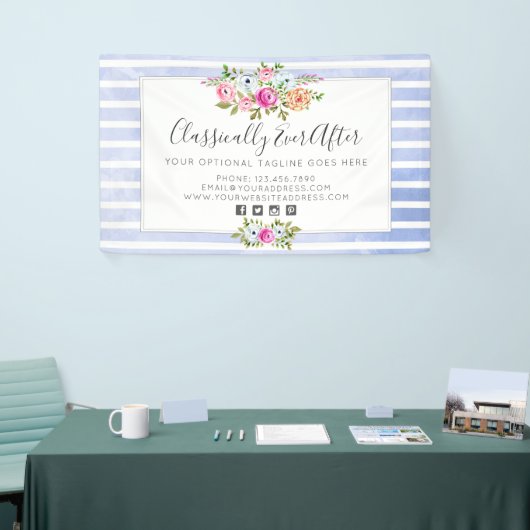 Rustic Floral Waterverf Modern Stripe Shabby Chic Spandoek (Beurs)