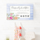 Rustic Floral Waterverf Modern Stripe Shabby Chic Spandoek (Insitu)
