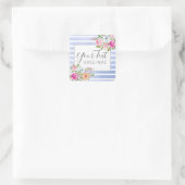 Rustic Floral Waterverf Modern Stripe Shabby Chic Vierkante Sticker (Tas)