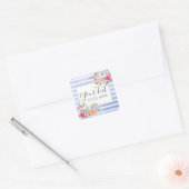 Rustic Floral Waterverf Modern Stripe Shabby Chic Vierkante Sticker (Envelop)