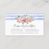 Rustic Floral Waterverf Modern Stripe Shabby Chic Visitekaartje (Achterkant)