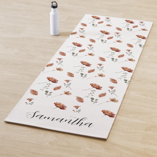 Rustic Floral Waterverf Name Yoga Mat (In situ)