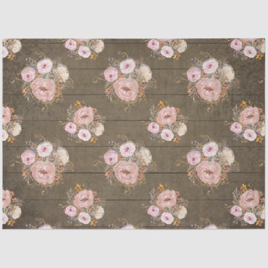 Rustic Floral Waterverf Script Ephemera-ontkoppeli Tissuepapier (Voorkant)