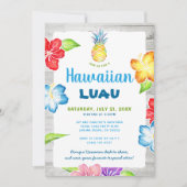 Rustic Floral Waterverf Tropische Hawaiian Luau Kaart (Voorkant)
