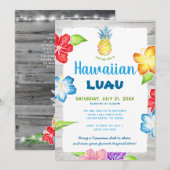Rustic Floral Waterverf Tropische Hawaiian Luau Kaart (Voorkant / Achterkant)