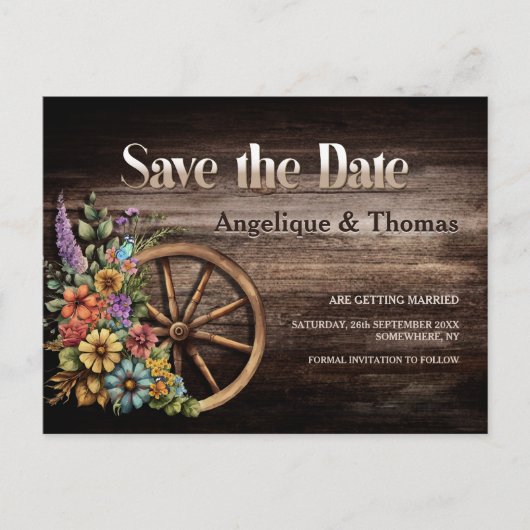 Rustic Floral Wedding Aankondigingskaart (Voorkant)