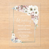 Rustic Floral Wedding Acryl Uitnodigingen (Voorkant)