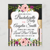Rustic Floral Wedding Bachelorette Party Kaart (Voorkant)