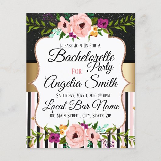 Rustic Floral Wedding Bachelorette Party Kaart (Voorkant)