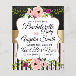 Rustic Floral Wedding Bachelorette Party Kaart