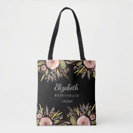 Rustic Floral Wedding Blush Rozen Bridesmaids Tote Bag