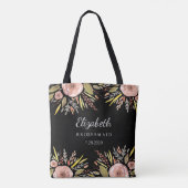 Rustic Floral Wedding Blush Rozen Bridesmaids Tote Bag (Achterkant)