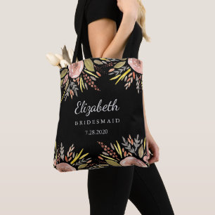 Rustic Floral Wedding Blush Rozen Bridesmaids Tote Bag