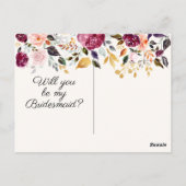 Rustic Floral Wedding Bridesmaid Kaart (Achterkant)