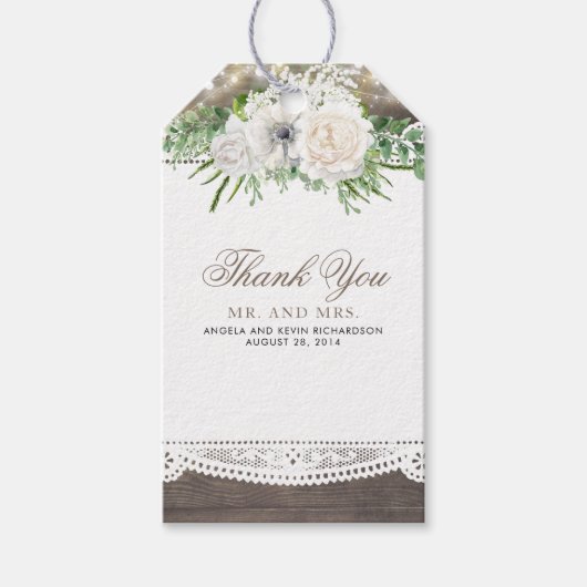 Rustic Floral Wedding Cadeaulabel (Voorkant)