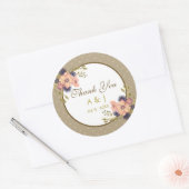Rustic Floral Wedding Dank je wel Ronde Sticker (Envelop)