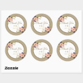 Rustic Floral Wedding Dank je wel Ronde Sticker (Vel)