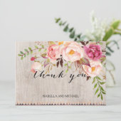 Rustic Floral Wedding Dank u/Dubbelzijdig Bedankkaart (Staand voorkant)