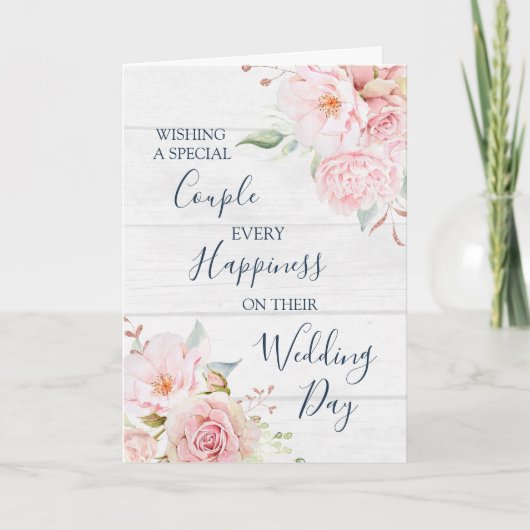 Rustic Floral Wedding Day Congratulations Card Bedankkaart (Voorkant)