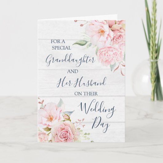 Rustic Floral Wedding Day Granddaughter Bedankkaart (Voorkant)