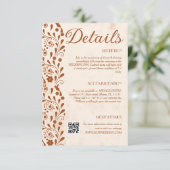 Rustic Floral Wedding Details QR code Informatiekaartje (Staand voorkant)