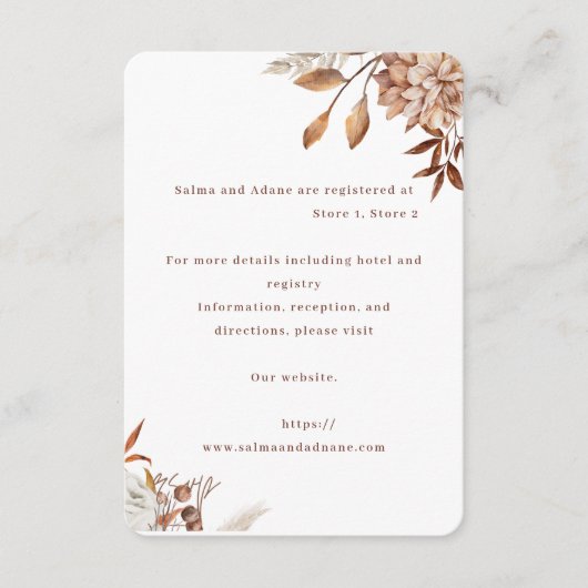 Rustic Floral Wedding Enclosure Card – Earthy Eleg Informatiekaartje (Voorkant)
