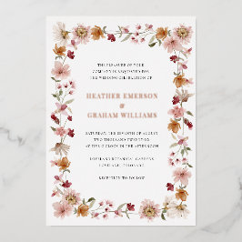 Rustic Floral Wedding Folie Folie Uitnodiging