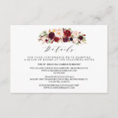 Rustic Floral Wedding Info/Details 2-Sided-3 Informatiekaartje (Voorkant)