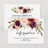 Rustic Floral Wedding Information/Details 2-Side-1 Informatiekaartje (Voorkant / Achterkant)