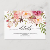 Rustic Floral Wedding Information/Details 2-Side-3 Informatiekaartje (Voorkant)