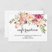 Rustic Floral Wedding Information/Details 2-side Informatiekaartje (Voorkant / Achterkant)