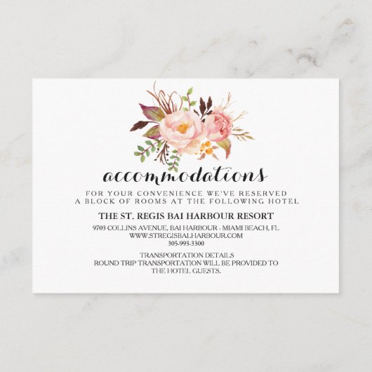 Rustic Floral Wedding Information/Details 2-side Informatiekaartje (Achterkant)