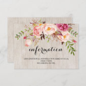 Rustic Floral Wedding Information/Details 2-side Informatiekaartje (Voorkant / Achterkant)