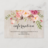 Rustic Floral Wedding Information/Details 2-side Informatiekaartje (Voorkant)