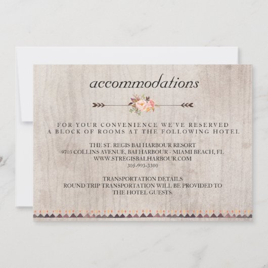 Rustic Floral Wedding Information/Double-Sided Kaart (Achterkant)