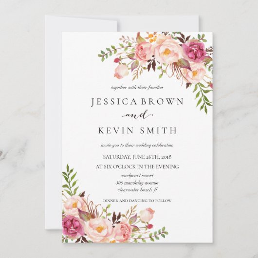 Rustic Floral Wedding Invitation-02update Kaart (Voorkant)