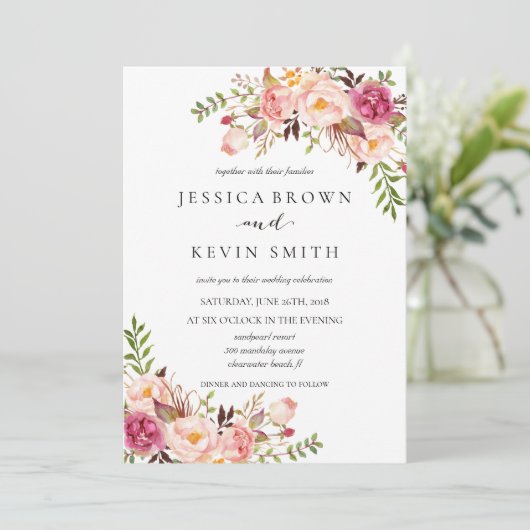 Rustic Floral Wedding Invitation-02update Kaart (Staand voorkant)