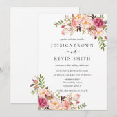 Rustic Floral Wedding Invitation-02update Kaart (Voorkant / Achterkant)