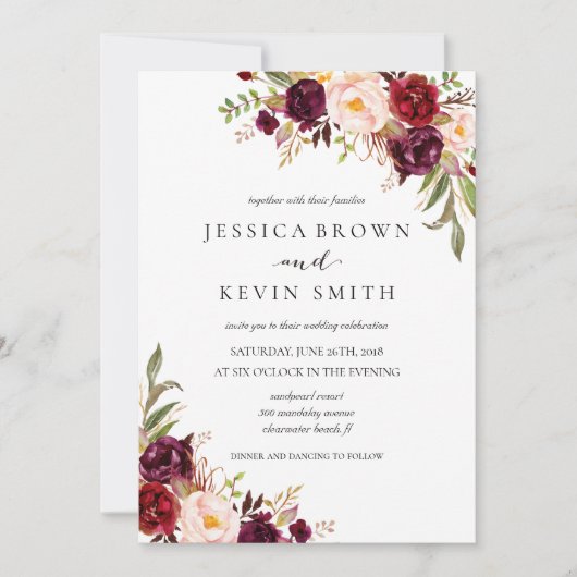 Rustic Floral Wedding Invitation-03 Kaart (Voorkant)
