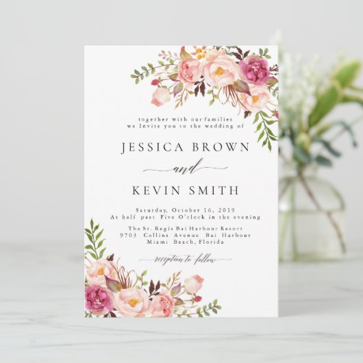 Rustic Floral Wedding Invitation-05 Kaart (Staand voorkant)