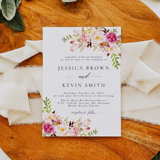 Rustic Floral Wedding Invitation-05 Kaart