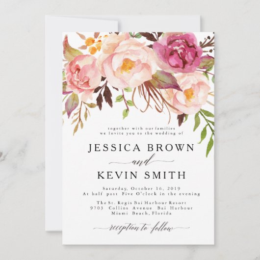Rustic Floral Wedding Invitation-06 Kaart (Voorkant)